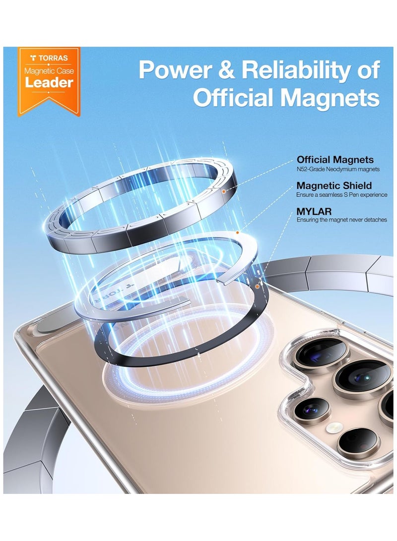 Strong Magnetic & Seamless Stand for Samsung Galaxy S25 Ultra Case for MagSafe, Mil-Grade Drop Protection, Adjustable Kickstand for Samsung Galaxy S25 Ultra Case, Anti-Yellowing Diamond Clear Clear - Image 3