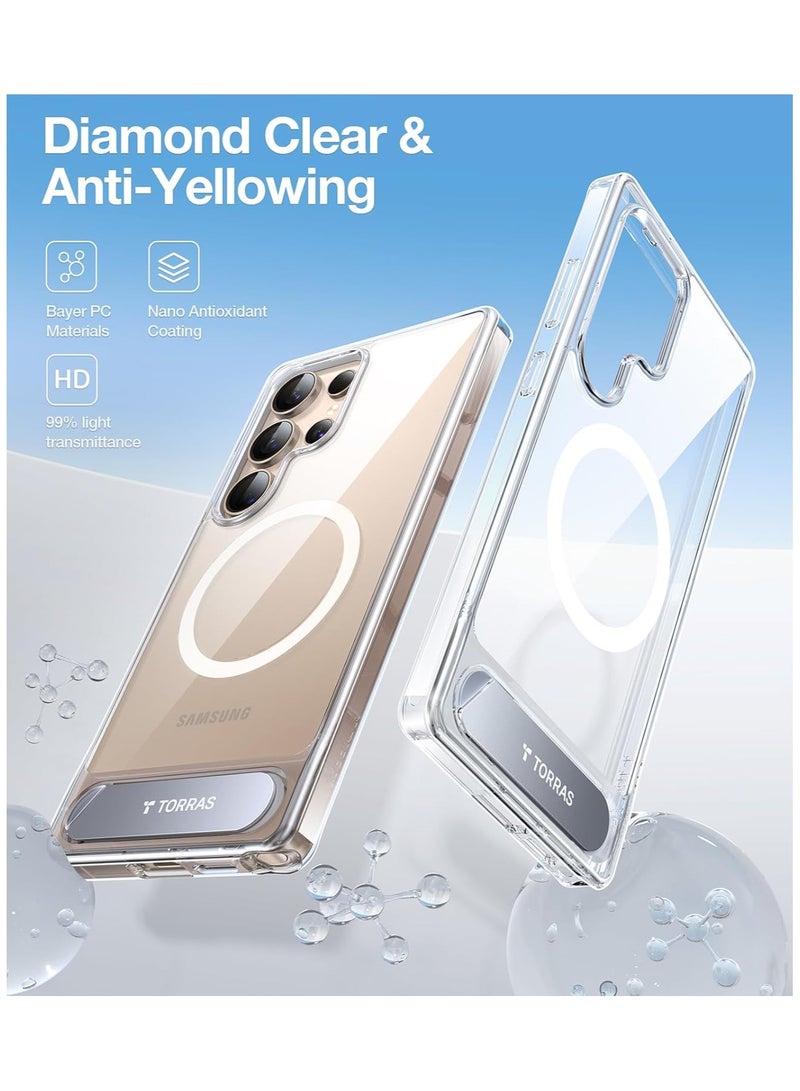 Strong Magnetic & Seamless Stand for Samsung Galaxy S25 Ultra Case for MagSafe, Mil-Grade Drop Protection, Adjustable Kickstand for Samsung Galaxy S25 Ultra Case, Anti-Yellowing Diamond Clear Clear - Image 5