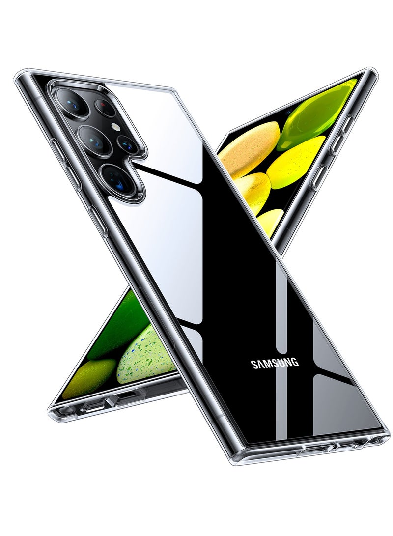 Diamond Clear Designed for Samsung Galaxy S24 Ultra Case, 12FT [Mil-Grade Drop Tested, Never Yellowing, Hard Back Soft Edge Slim Thin Shockproof Phone Case for Galaxy S24 Ultra 6.8", Clear Clear - Image 1
