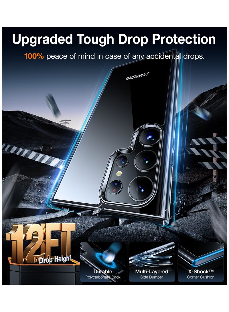 Diamond Clear Designed for Samsung Galaxy S24 Ultra Case, 12FT [Mil-Grade Drop Tested, Never Yellowing, Hard Back Soft Edge Slim Thin Shockproof Phone Case for Galaxy S24 Ultra 6.8", Clear Clear - Image 3