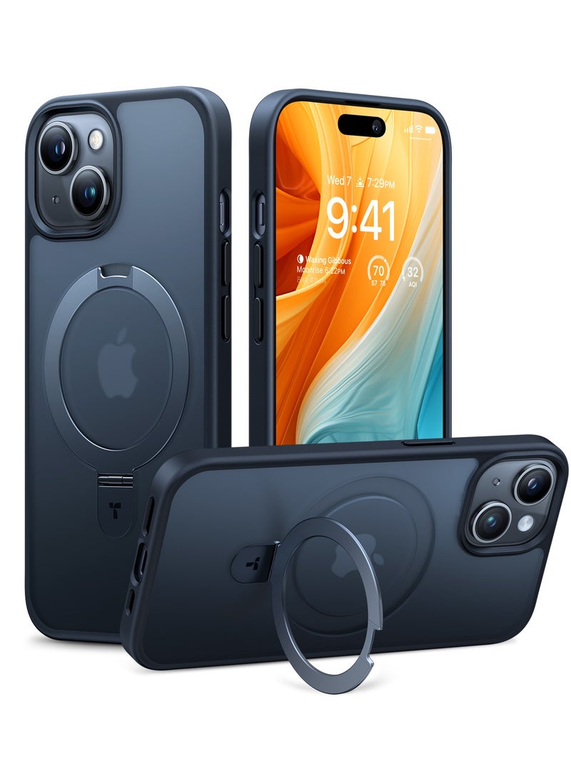 TORRAS Ultra Magnetic Ostand for iPhone 15 Case [Fit for MagSafe] [Sturdy Stand & Ring Holder]Mil-Grade Shockproof Matte Anti-Scratch Slim Protective Kickstand Phone Case for iPhone 15 6.1 inch, Black Black  - Image 3