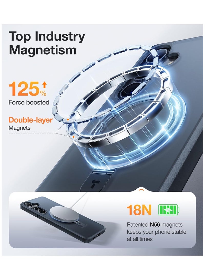 TORRAS Magnetic Stand for Samsung Galaxy S25 Case, [Compatible with MagSafe] [Mil-Grade Drop Tested] Shockproof Ring Translucent Slim Protective Phone Case for S25 Case Ostand, Blcak Black - Image 2