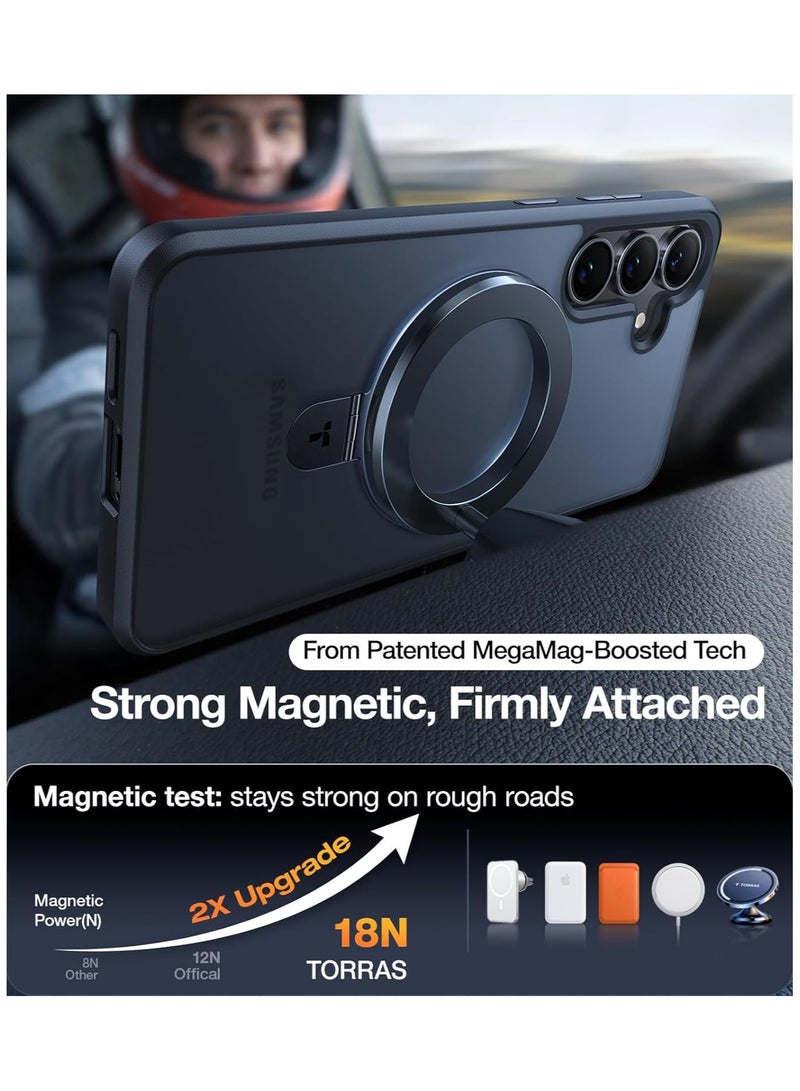 TORRAS Magnetic Stand for Samsung Galaxy S25 Case, [Compatible with MagSafe] [Mil-Grade Drop Tested] Shockproof Ring Translucent Slim Protective Phone Case for S25 Case Ostand, Blcak Black - Image 3
