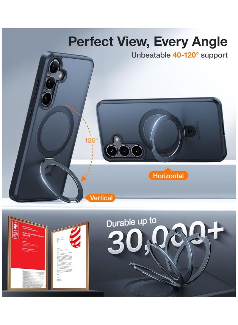 TORRAS Magnetic Stand for Samsung Galaxy S25 Case, [Compatible with MagSafe] [Mil-Grade Drop Tested] Shockproof Ring Translucent Slim Protective Phone Case for S25 Case Ostand, Blcak Black - Image 4