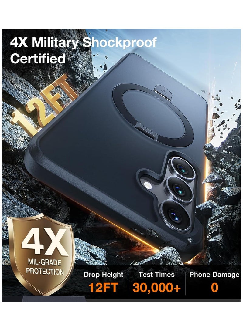 TORRAS Magnetic Stand for Samsung Galaxy S25 Case, [Compatible with MagSafe] [Mil-Grade Drop Tested] Shockproof Ring Translucent Slim Protective Phone Case for S25 Case Ostand, Blcak Black - Image 5