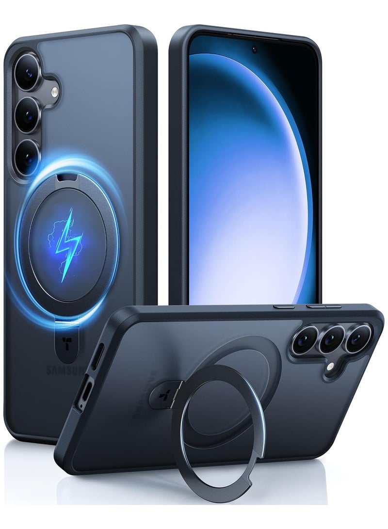 TORRAS Magnetic Stand for Samsung Galaxy S25 Case, [Compatible with MagSafe] [Mil-Grade Drop Tested] Shockproof Ring Translucent Slim Protective Phone Case for S25 Case Ostand, Blcak Black - Image 1