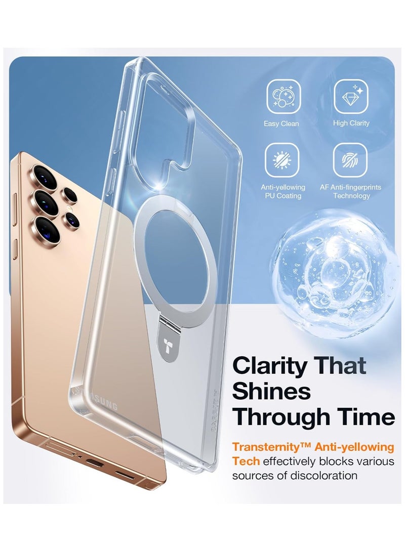 TORRAS Clear Magnetic Stand for Samsung Galaxy S25 Ultra Case, [Fit for Magsafe] [Mil-Grade Drop Tested] Ring Shockproof Translucent Slim Protective Case for Samsung S25 Ultra Case Ostand, Clear Clear - Image 5