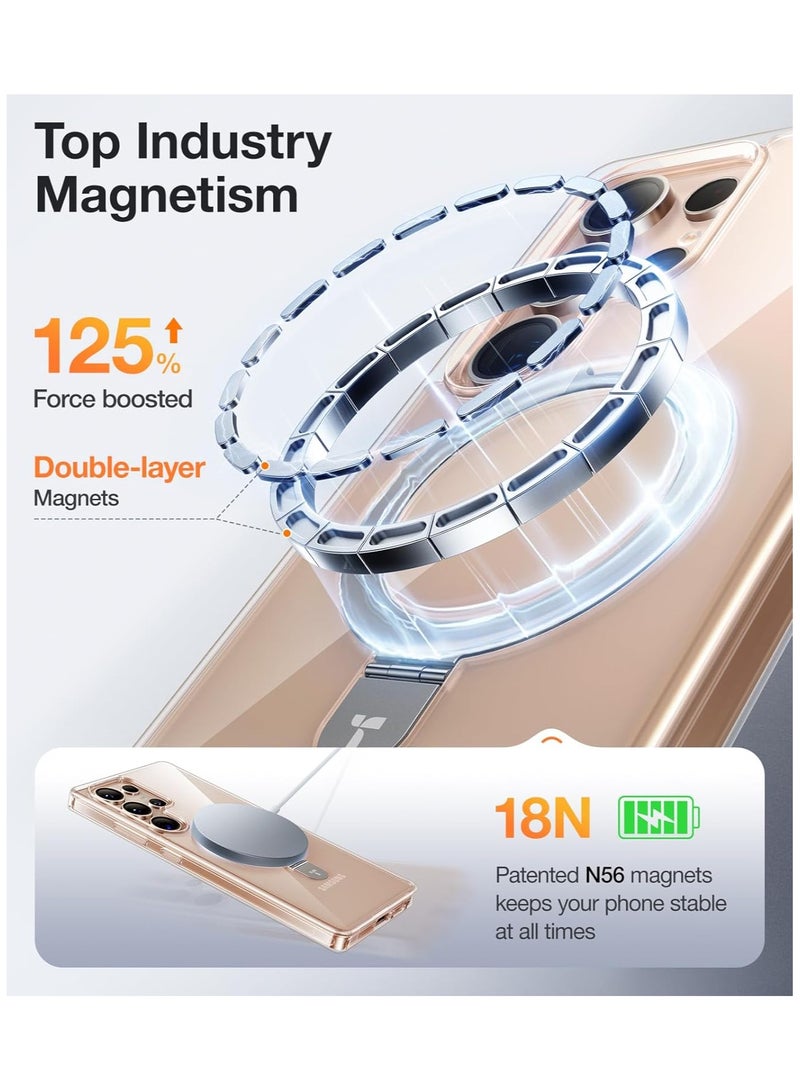 TORRAS Clear Magnetic Stand for Samsung Galaxy S25 Ultra Case, [Fit for Magsafe] [Mil-Grade Drop Tested] Ring Shockproof Translucent Slim Protective Case for Samsung S25 Ultra Case Ostand, Clear Clear - Image 2