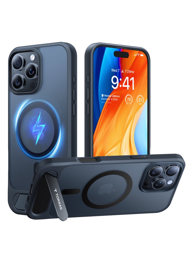 Strong Magnetic & Seamless Stand for iPhone 16 Pro Max Case, Fit for MagSafe, Mil-Grade Drop Protection, Adjustable Kickstand Phone Case for iPhone 16 Pro Max, Slim Frosted Matte Black Black - Image 2