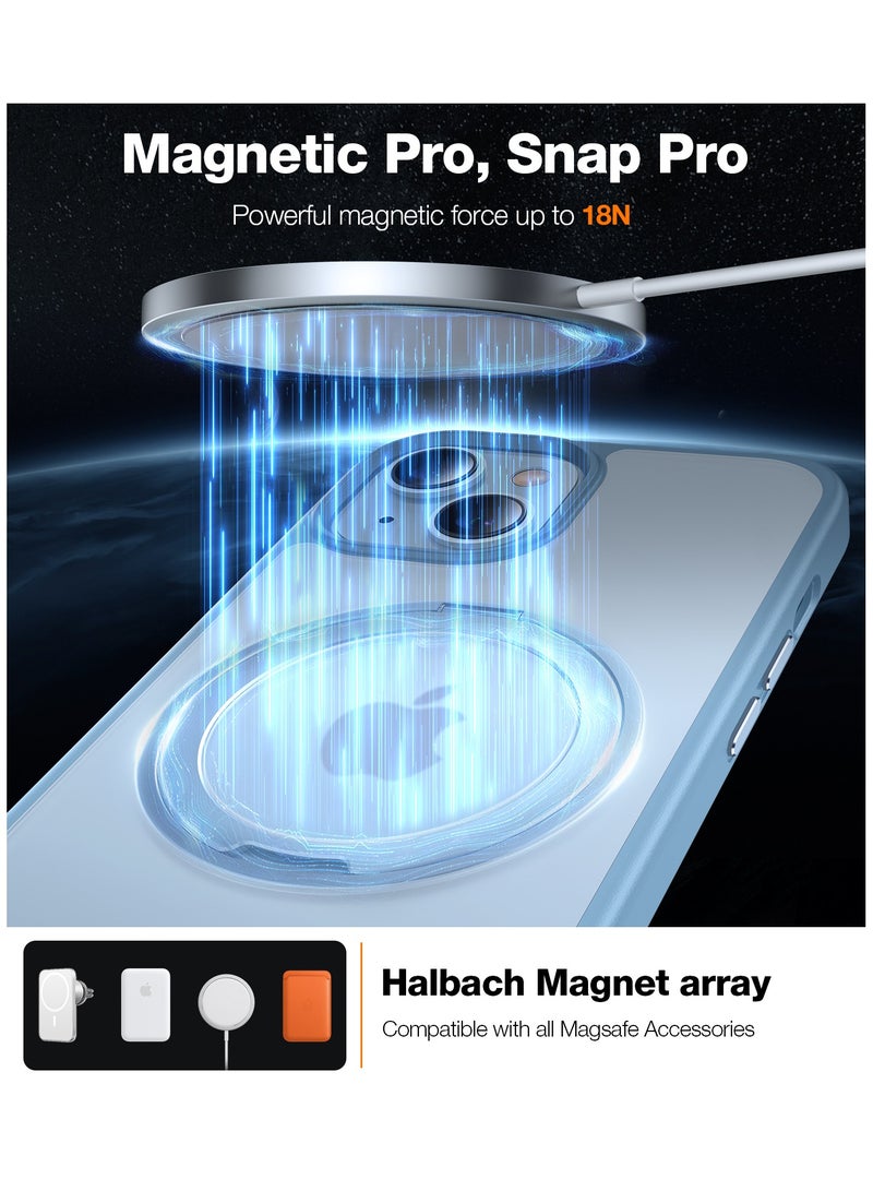 TORRAS 360° Rotatable Stand for iPhone 15 Case, [Compatible with MagSafe] Magnetic Ring Holder [3X Mil-Grade Tested] Shockproof Translucent Slim Case for iPhone 15 Phone Case, Blue Blue  - Image 5