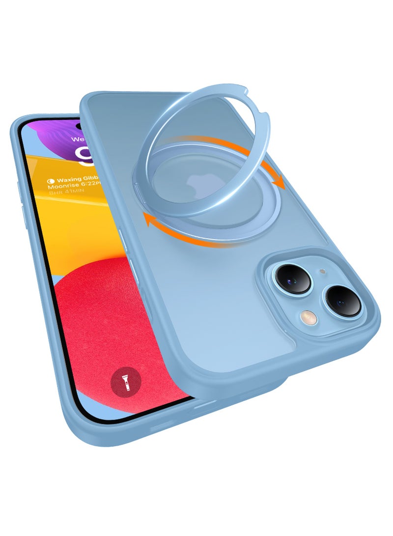 TORRAS 360° Rotatable Stand for iPhone 15 Case, [Compatible with MagSafe] Magnetic Ring Holder [3X Mil-Grade Tested] Shockproof Translucent Slim Case for iPhone 15 Phone Case, Blue Blue  - Image 3