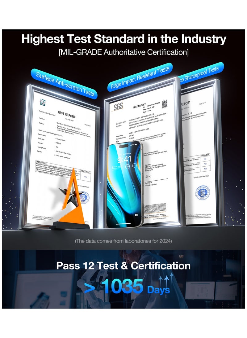 TORRAS Mil-Grade Shatterproof for iPhone 16 Pro Max Privacy Screen Protector [9H＋Unbreakable from 12FT Drop, Anti Spy Edge to Edge Tempered Glass] Bubble Free Just-One-Pull Installation Black - Image 3