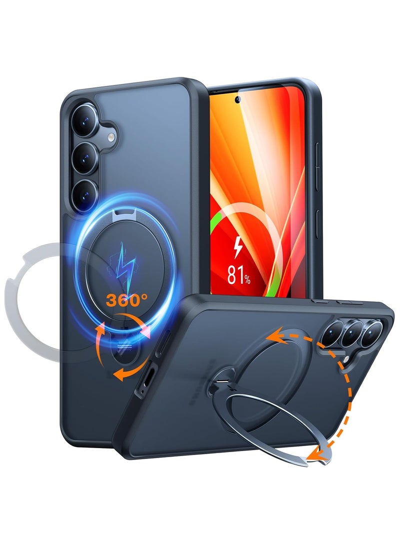 حامل مغناطيسي دوار 360° لجهاز سامسونج جالاكسي S25 بلس (2025)، مناسب لحافظة Magsafe مقاومة للصدمات رفيعة مع حامل وكماشة، Ostand Spin، أسود - Image 1