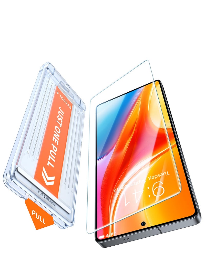 TORRAS 12FT Mil-Grade Shatterproof for Samsung Galaxy S25 Screen Protector [9H+ Aerospace Tempered Glass＆ One-Pull Installation] Full Coverage Fit Bubble Free 6.2″ GlassGo X 1Pack Clear Clear - Image 3