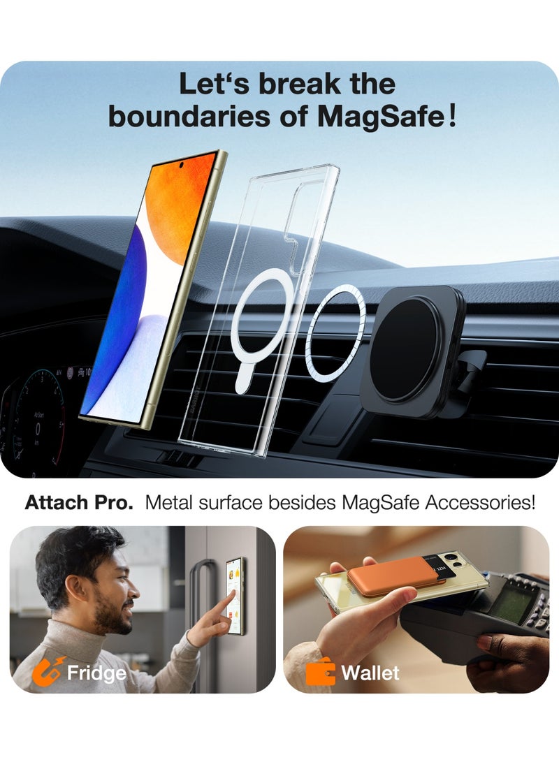 TORRAS Magnetic Ostand Ring Case Designed for Samsung Galaxy S24 Ultra Case [Fit for MagSafe & Wireless Charging] [Mil-Grade Drop Tested] Transparent Hard Back Soft Edge, Clear Diamond Clear  - Image 3