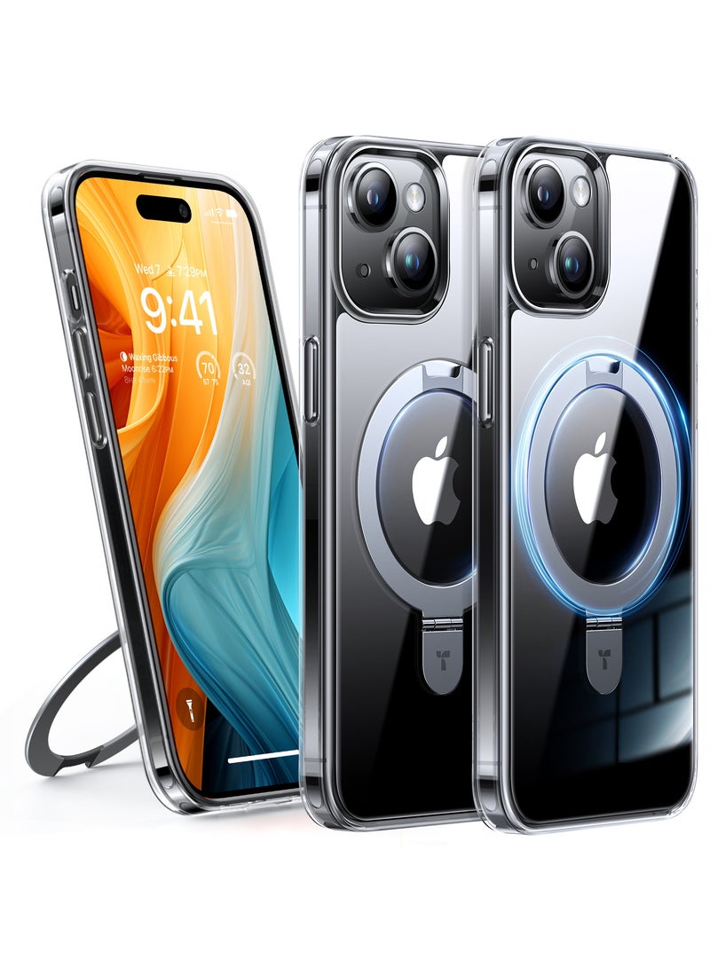 Ultra Magnetic Ostand for iPhone 15 Plus Case Fit for MagSafe, Sturdy Stand & Ring Holder, Mil-Grade Shockproof Matte Anti-Scratch Slim Protective Kickstand Phone Case for iPhone 15 Plus, Clear Clear - Image 1