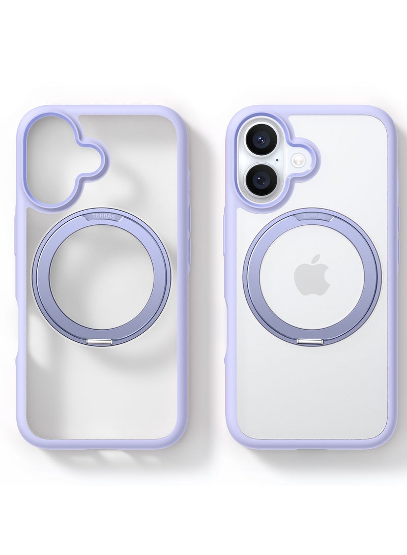 TORRAS Upgraded 360°Rotatable Magnetic Ring for iPhone 16 Case, Fit for MagSafe with Stand & Ring Holder, 16FT Mil-Grade Shockproof, Protective Kickstand, Translucent,  for iPhone 16 Phone Case Ostand R Fusion, Purple Light Purple - Image 2