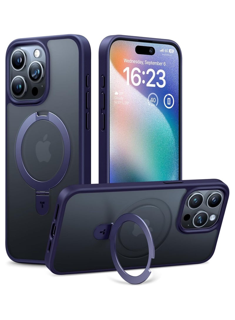 TORRAS Ultra Magnetic Ostand for iPhone 15 Pro Case [Fit for MagSafe] [Sturdy Stand & Ring Holder] Mil-Grade Shockproof Matte Anti-Scratch Slim Protective Kickstand Phone Case, 6.1" Purple Dark Purple  - Image 1