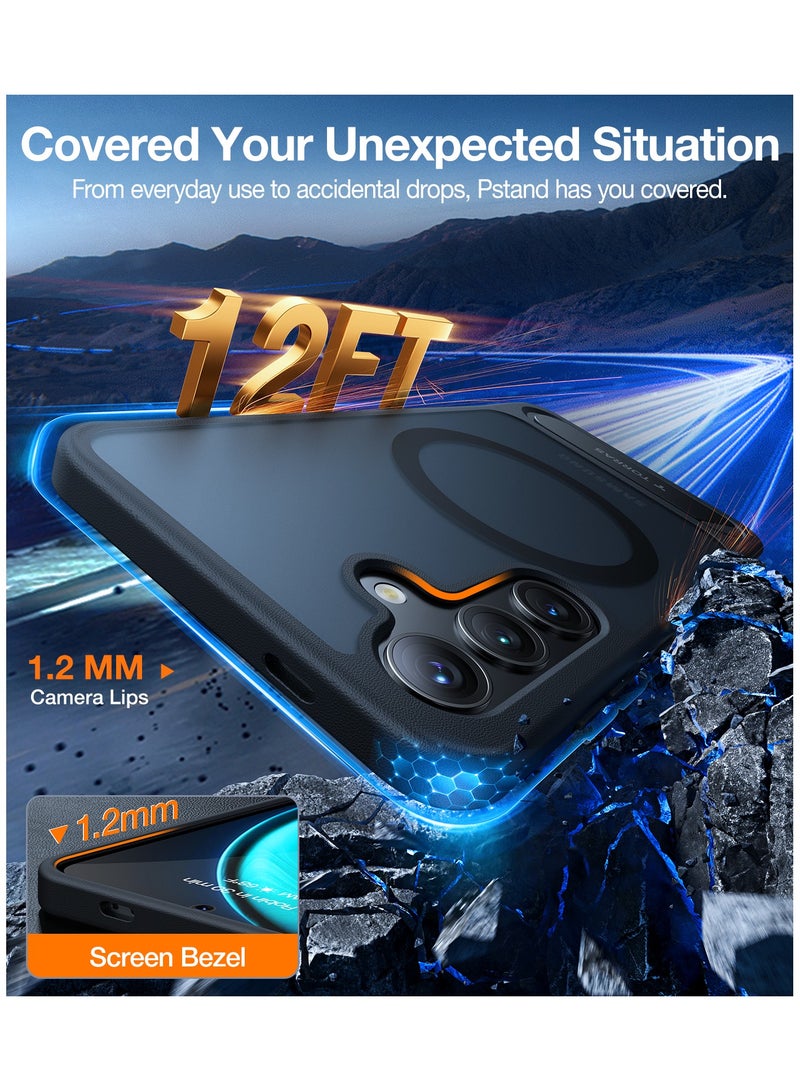 TORRAS Strong Magnetic & Seamless Stand for Samsung Galaxy S24 Case for MagSafe, 12FT Mil-Grade Drop Protection, Adjustable Kickstand for Samsung Galaxy S24 Case with Stand, Slim Frosted Matte Black Black  - Image 4