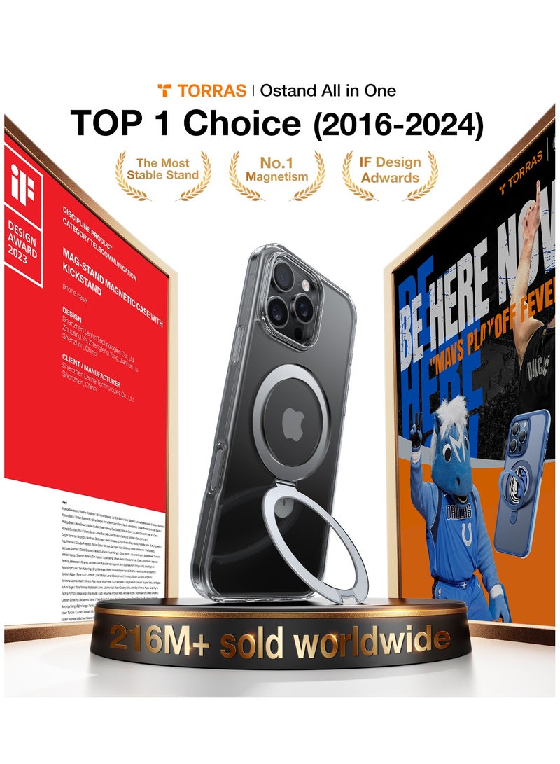 حافظة آيفون 16 برو ماكس مغناطيسية شفافة مع حامل، مناسبة لماغسيف، حماية مضادة للصدمات بمعيار عسكري، حافظة مغناطيسية رفيعة لآيفون 16 برو ماكس 6.9" - Image 5