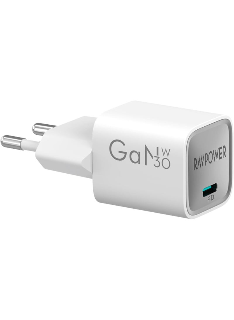 RAVPOWER RP-PC1056 30W PD GaN Wall Charger - White  - Image 1