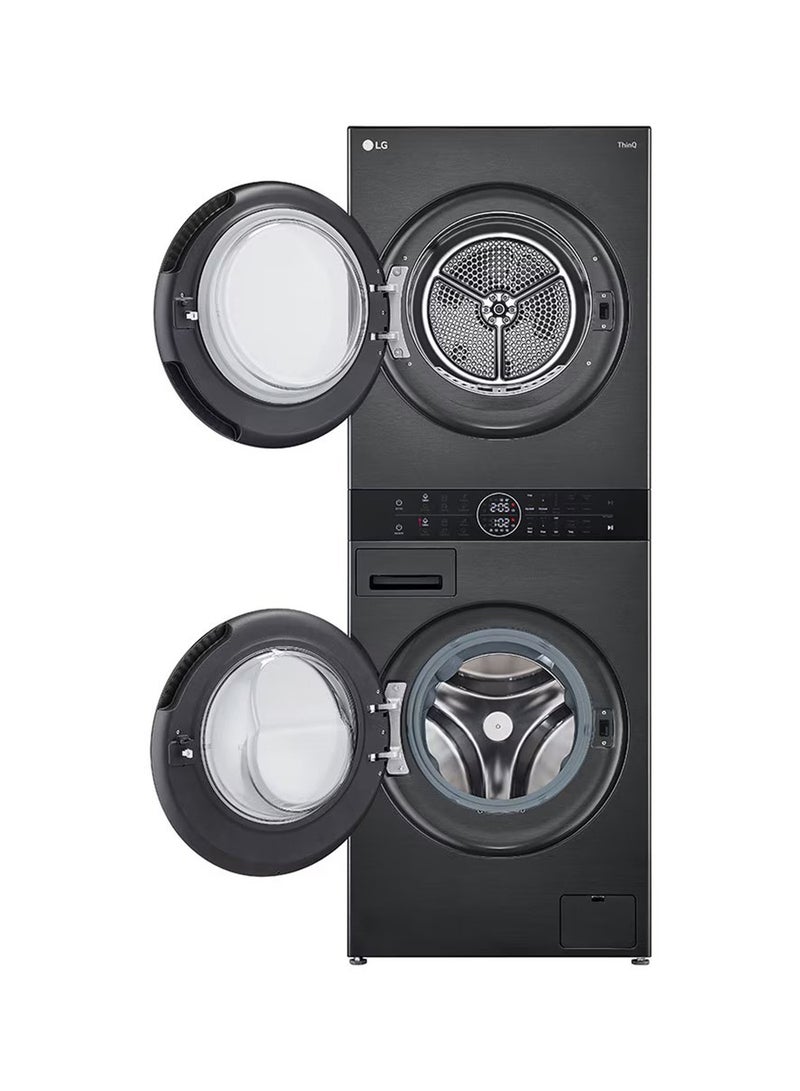 LG WashTower Commercial Stacker Front Loading Washer 12kg with Dryer 10kg, 1200 rpm W4W8BVPKZHM Dark Inox  - Image 3