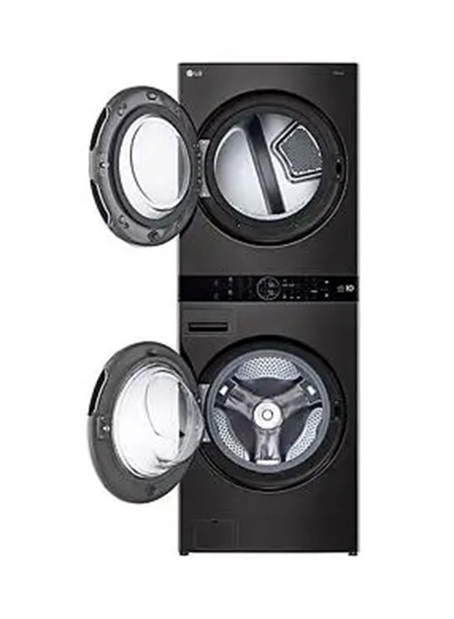 إل جي Wash Tower 19 Kg washer / 16 Kg dryer, 1100 RPM with Smart pairing, TurboWash 360, AI DD, Stainless steel drum Turbo wash, Smart pairing, Thinq wifi W1S1CVK2EHM Black  - Image 2
