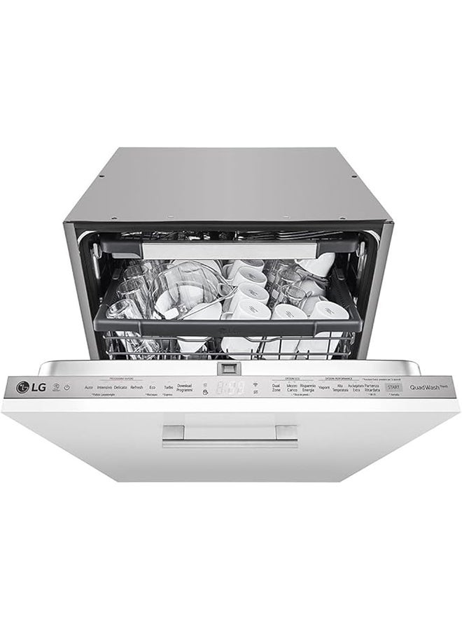 إل جي Quad Wash 14 Place Setting Built-In Steam Dishwasher, with Inverter Motor, Digital Display, Adjustable Height, Adjustable Rack DBC425TS White  - Image 3
