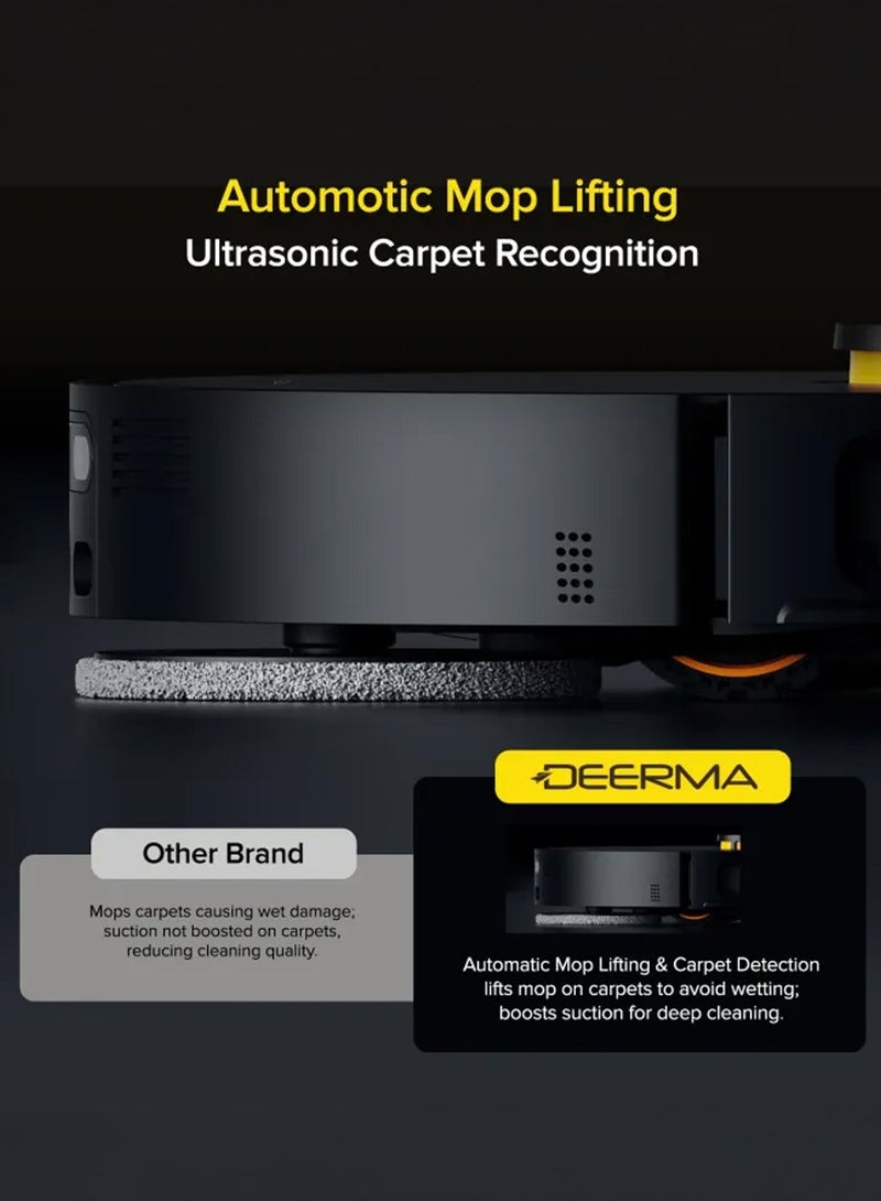 Deerma Self- CleaningRobot Vacuum Cleaner with 13000 Pa Suction, Dual Anti-Tangle Brush, and 75℃ Hot Air Drying X70- Black 45 W DEM-X70 black - Image 4