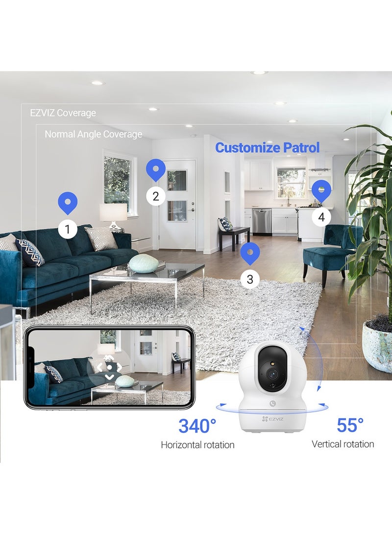 إيزفيز Security Camera CP1 Pro, 4K/8MP 360° Indoor Camera, Home Camera with Color Night Vision, Smart Camera with Human Shape & Loud Noise Detection with Auto-Tracking, Two-Way Audio, Dual-Band Wi-Fi  - Image 4
