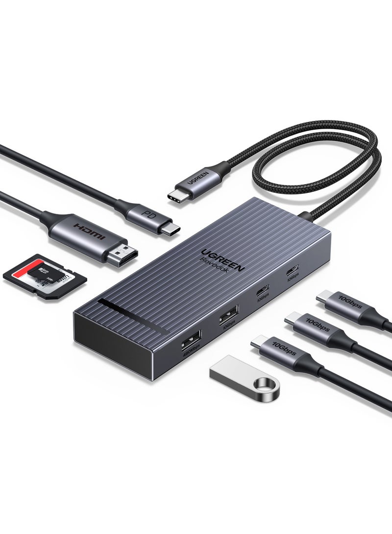 يو جرين يوجرين 8 في 1 موزع USB C النوع C محول 4K@60Hz محطة إرساء 100 واط شحن 10Gbps في الثانية نقل البيانات قارئ SD/micro SD متوافق مع ماك بوك iPad iPhone 16 وحدة تحكم الألعاب  - Image 1