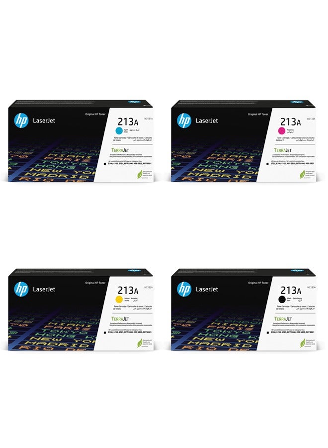 HP 213A Value Pack of All (4) Standard Yield Color Toner Cartridges for HP Color LaserJet Enterprise 5700/6700/6701; Enterprise MFP 5800/6800; Enterprise Flow MFP 5800/6800 Series (HP 213A Set) Black,Cyan,Yellow,Magenta  - Image 1