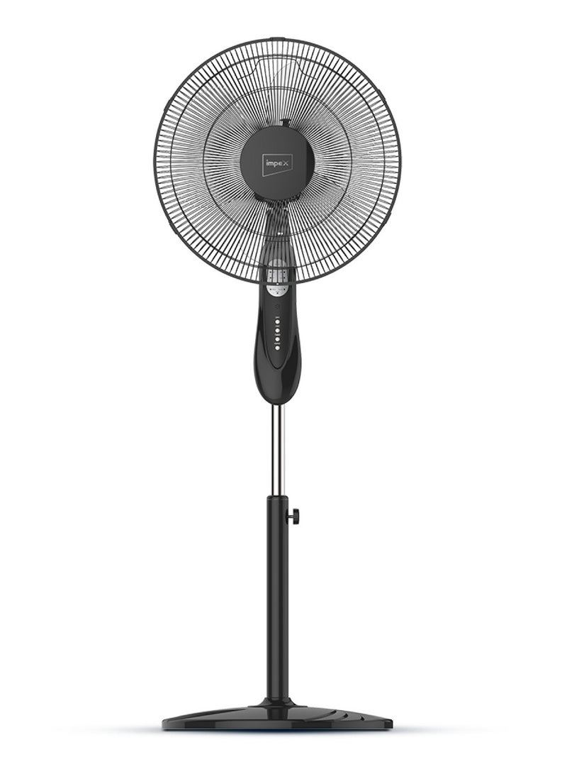 إمبكس Impex 16" Pedestal Fan with Remote (PF 7504) – 1200RPM, 3 Modes, 7.5H Timer, Powerful 55W Motor, Sturdy Body, 2-Year Warranty, 220-240V 55 W PF 7504 black  - Image 1