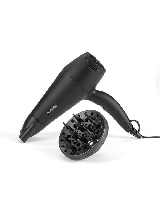 BaByliss Hair Dryer 2000W Powerful Motor For Fast Drying | Ionic Technology For Smooth And Frizz-Free Hair | 2 Heat/Speed Settings | Lightweight And Compact Design With Concentrator Nozzle - D215Dsde black - Image 3