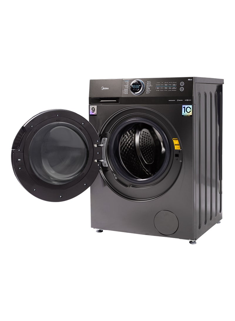 Midea Washing Machine Front Load, 1400 Rpm, Turbo Wash, Steam, Inverter, Add Garment, Lunar Dial - 9 kg MF200W90B/TTC Titanium Grey  - Image 3