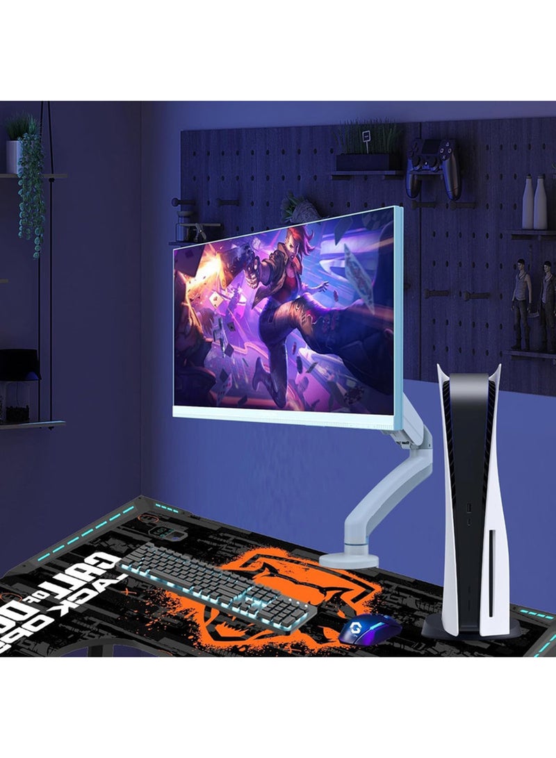 GO-5400 Single Monitor Arm For Gaming And Office Use, Mechanical Spring Arm, Supports 17" - 32” Flat and Curved Screens, Arm Up To 2-9 KG, White