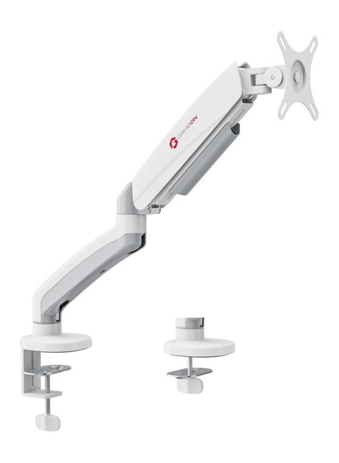 GO-5400 Single Monitor Arm For Gaming And Office Use, Mechanical Spring Arm, Supports 17" - 32” Flat and Curved Screens, Arm Up To 2-9 KG, White