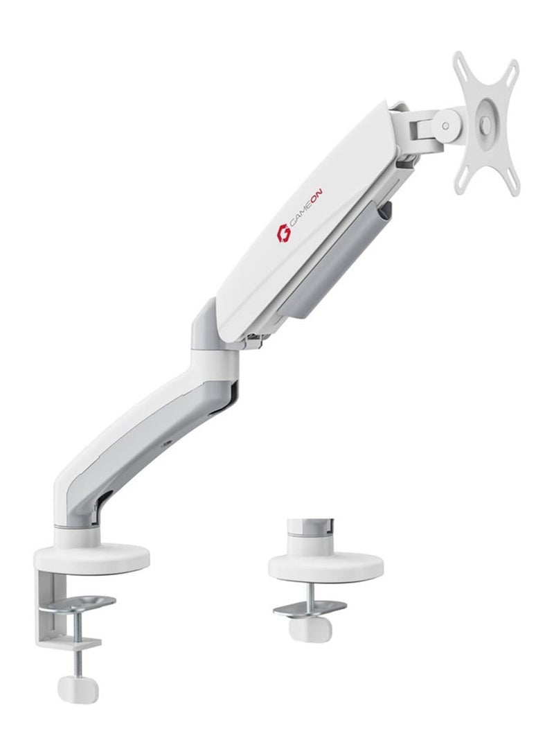 جايم أون GO-5400 Single Monitor Arm For Gaming And Office Use, Mechanical Spring Arm, Supports 17" - 32” Flat and Curved Screens, Arm Up To 2-9 KG, White  - Image 1