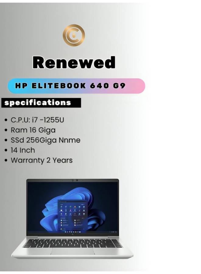 HP Renewed EliteBook 640 G9 – Intel Core i7-1255U – 16GB RAM – 256GB SSD – 14" FHD – Windows 11 – 10-Core Business Laptop English/Arabic silver - Image 2