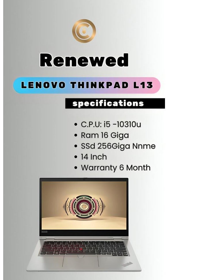 Lenovo Renewed ThinkPad L13 – Intel Core i5-10310U – 16GB RAM – 256GB SSD – 13.3" FHD – Business Laptop English/Arabic silver  - Image 1