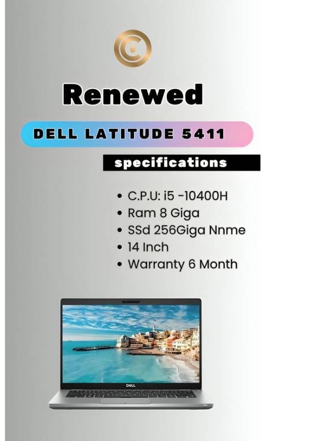 DELL Renewed Latitude 5411 – Intel Core i5-10400H – 8GB RAM – 256GB SSD – 14" FHD – Business Laptop – 6 Cores English/Arabic silver - Image 2