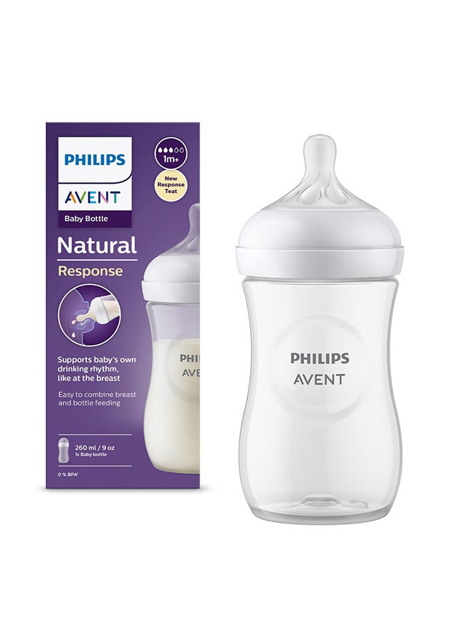 زجاجة حليب الأطفال AVENT Philips Natural Response - 260 مل زجاجة حليب للأطفال حديثي الولادة وما فوق، خالية من BPA، 1+ شهر (الموديل SCY903/01) - Image 1