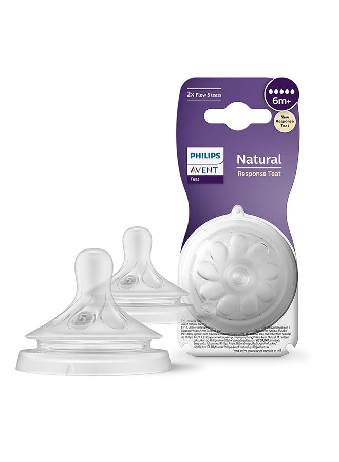 حلمة زجاجة فيليبس أفنت للاستجابة الطبيعية - 2 × زجاجة حليب مع 5 حلمات للأطفال من عمر 6 أشهر فما فوق، خالية من BPA (الموديل SCY965/02) - Image 2