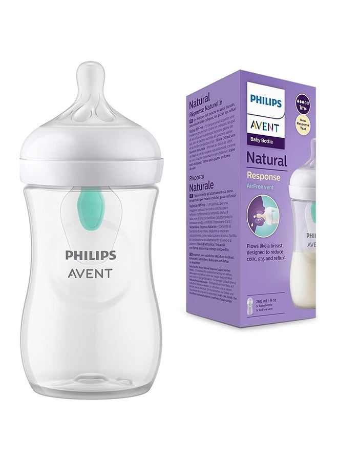 Philips Avent Natural Response Baby Bottle - 260ml Baby Milk Bottle with AirFree Vent | BPA Free for Newborn Babies Aged 1 Months+ (260ml with Airfree Vent) - Image 1