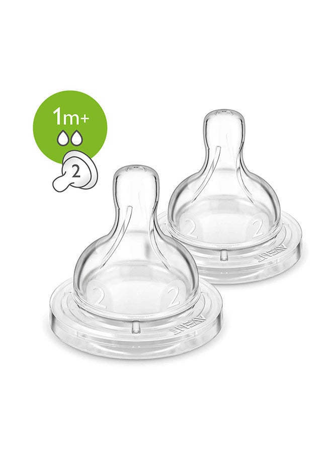 زجاجة حليب فيليبس أفنت الكلاسيكية المضادة للمغص للأطفال 1M+ حلمة تدفق (عبوة من 2) | SCY762/02 - Image 2