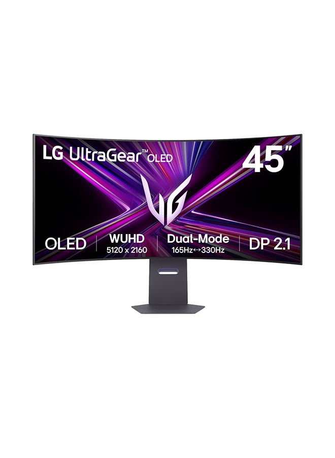 LG 45 inch Ultragear 5K2K WUHD (5120 x 2160) OLED Curved Gaming Monitor, Dual-Mode, 165Hz, 0.03ms, NVIDIA G-Sync, AMD FreeSync Premium Pro, HDR True Black 400, USB Type-C 90W, DP2.1, 45GX950A-B Black - Image 1