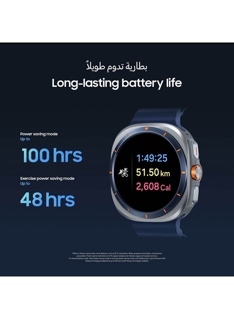 Galaxy Watch Ultra 2025 47mm (UAE Version) LTE Smartwatch, 64GB Storage, Durable Titanium Casing, Cushion Design, Quick Button, Al-Powered Health Monitoring Titanium Blue