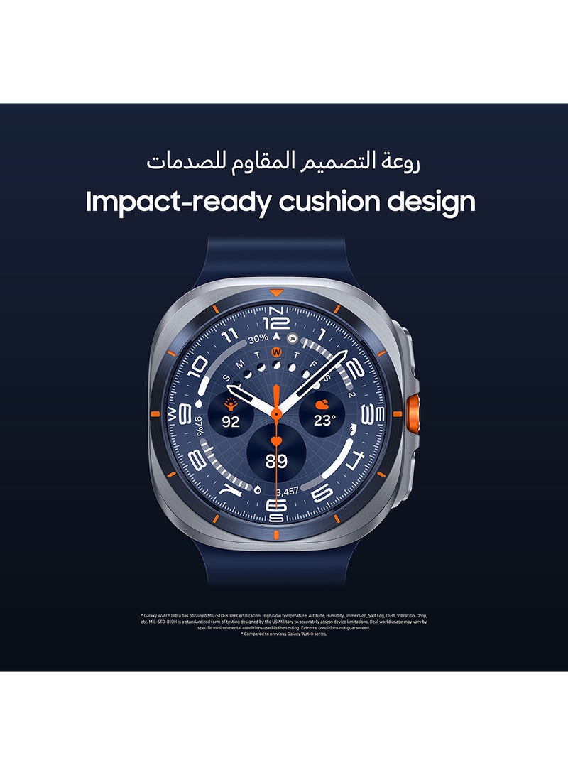 Galaxy Watch Ultra 2025 47mm (UAE Version) LTE Smartwatch, 64GB Storage, Durable Titanium Casing, Cushion Design, Quick Button, Al-Powered Health Monitoring Titanium Blue