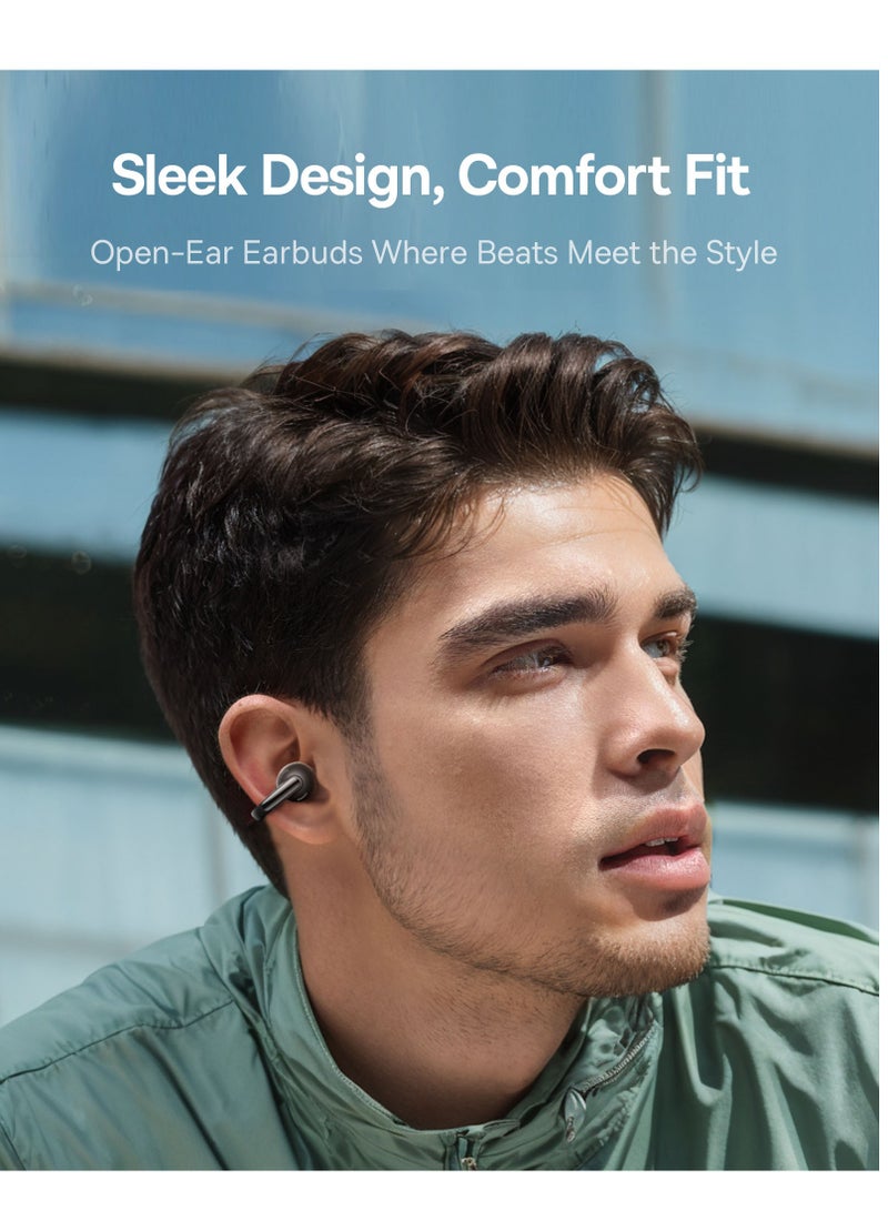 Baseus Open Ear Clip-On Wireless Earbuds With Bluetooth 5.4, Adaptive Comfort Fit And Secure Anti-Drop Design, Deep Bass With Adaptive Bass Boost, Clear Calls With AI Noise Cancelling Mic, IP57 Waterproof, 40H Long Battery Life, Lightweight For Sports, Running, Workout - Bowie MC1 OL- Black  - Image 2