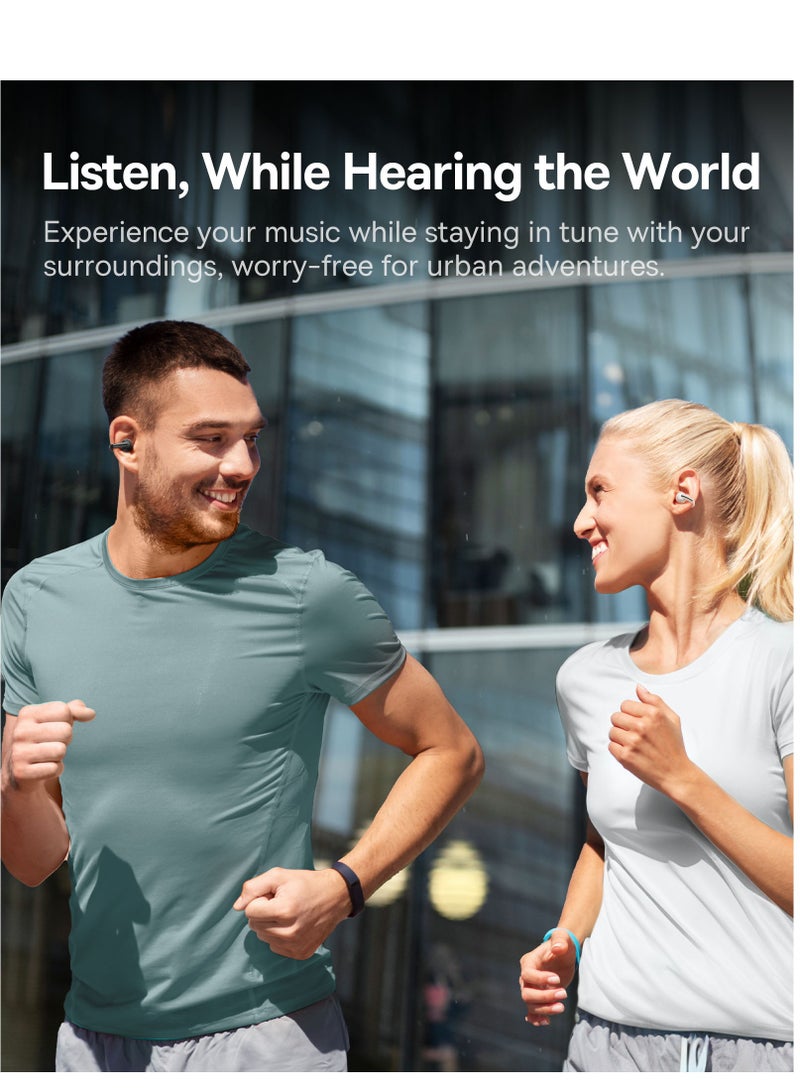 Baseus Open Ear Clip-On Wireless Earbuds With Bluetooth 5.4, Adaptive Comfort Fit And Secure Anti-Drop Design, Deep Bass With Adaptive Bass Boost, Clear Calls With AI Noise Cancelling Mic, IP57 Waterproof, 40H Long Battery Life, Lightweight For Sports, Running, Workout - Bowie MC1 OL- Black  - Image 4